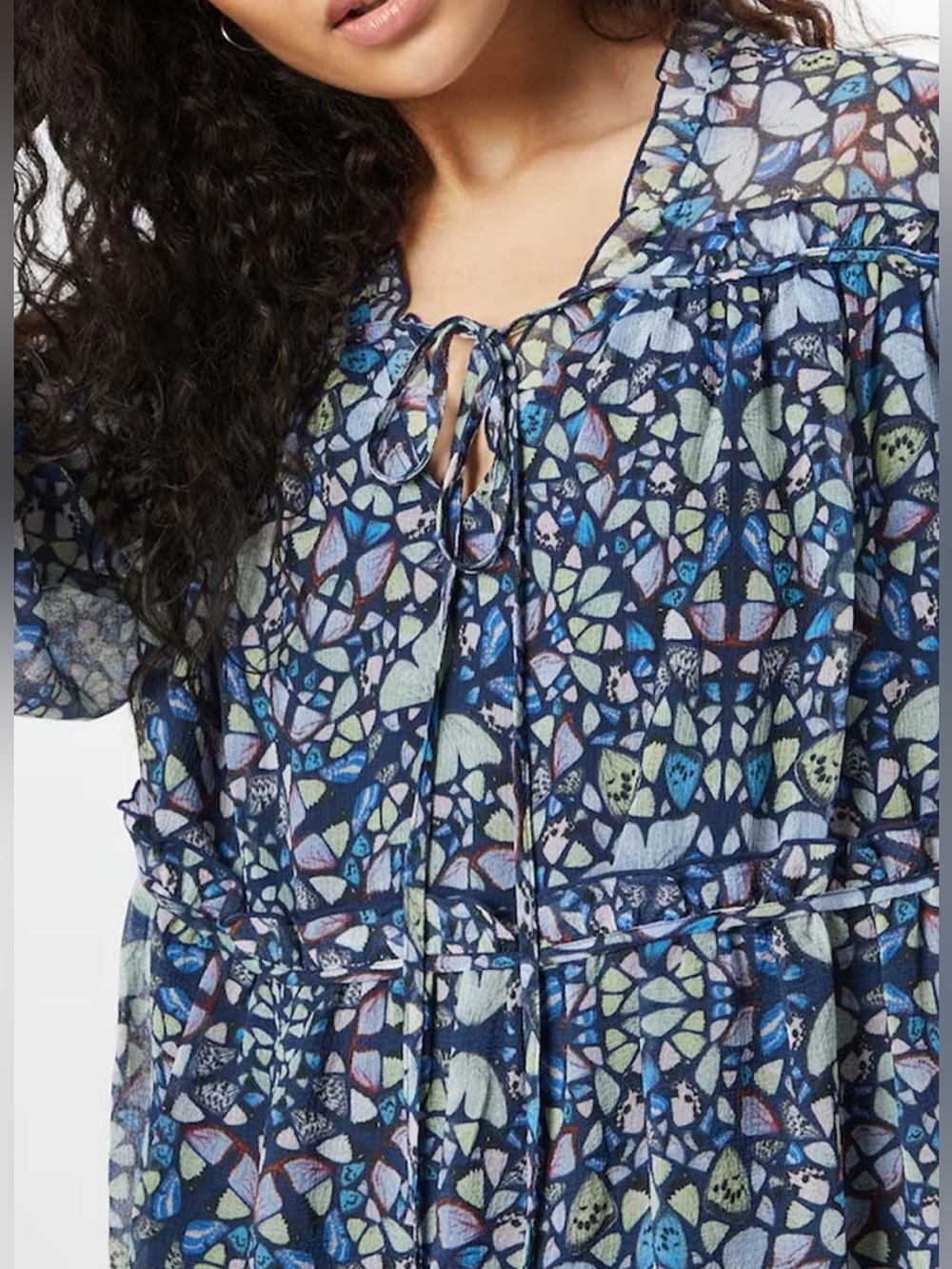 Ted Baker Navy Multi Floral Mosaic Long Sleeve Dress